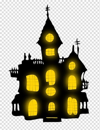 Black and yellow halloween house lillustration, Halloween , Halloween Castle transparent background PNG clipart