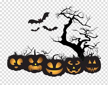 Black and yellow Halloween illustration, Halloween Jack-o\'-lantern Pumpkin, Halloween transparent background PNG clipart