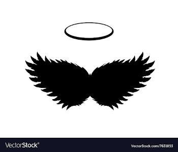 Black Angel Wings and Halo vector image