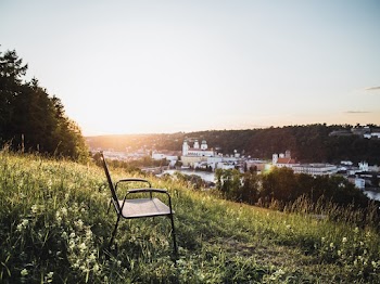 Black Armchair Surrounded by Grass