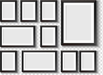 Black assorted-shape frame lot, Window frame Wall decal, Frame frame design material transparent background PNG clipart