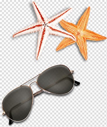 Black aviator sunglasses with silver frames, Sunglasses Beach, Starfish sunglasses beach elements transparent background PNG clipart