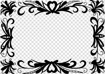Black background , Black and white Art Baroque Frames, border transparent background PNG clipart