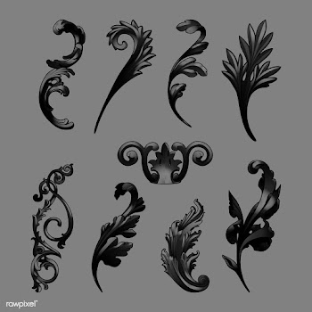 Black Baroque elements vector set | Free stock vector - 535342
