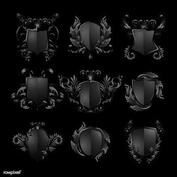 Black Baroque shield elements vector set | Free stock vector - 535347