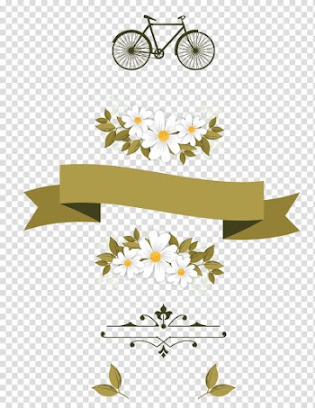 Black bicycle illustration, Euclidean Flower Adobe Illustrator, floral ribbon transparent background PNG clipart