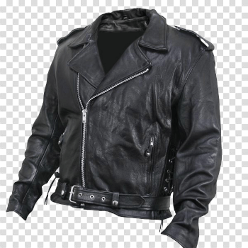 Black Biker Leather Jacket PNG Transparent Image