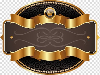 Black, brown, and gold board, Label Logo, Golden ribbon label transparent background PNG clipart