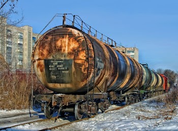 Black Brown and White Container Train