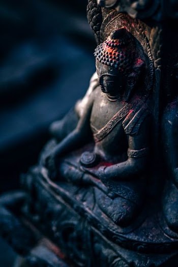 black Buddha concrete statue