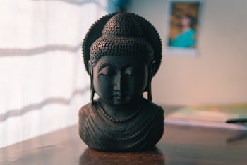 Black Buddha Head Figurine