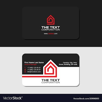 Black business card real estate red color vector image