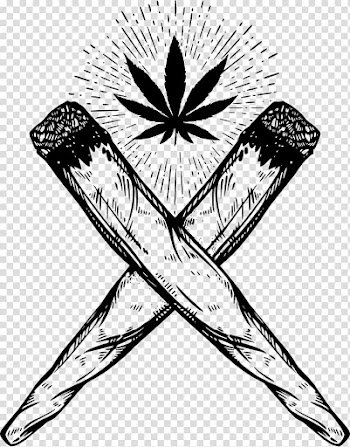 Black cannabis graphic, Joint Drawing Cannabis smoking, Cannabis Joint transparent background PNG clipart