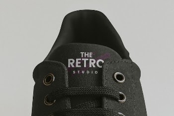 Black canvas sneaker shoes label | Free PSD Mockup - rawpixel