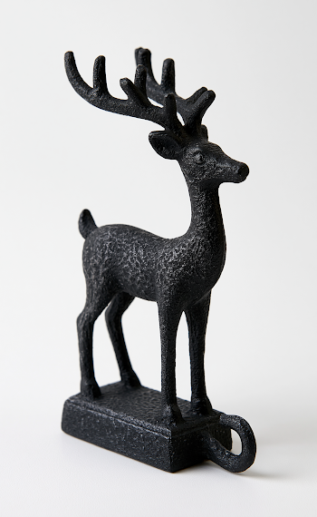 Black Cast Iron Reindeer Stocking Holder