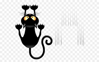 Black cat Cartoon Clip art - Black Cat and Scratches Transparent Vector Clipart 