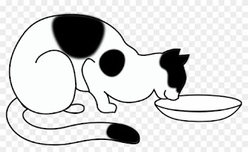 Black Cat Clipart Images - Cat Eating Coloring Page
