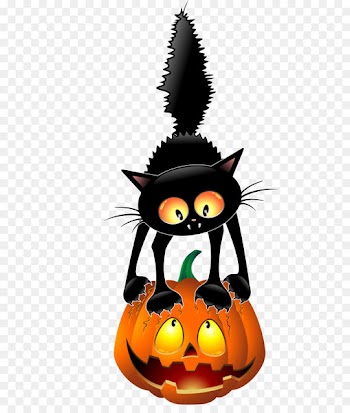 Black cat Halloween Cartoon Clip art - Black Cat Pumpkin 