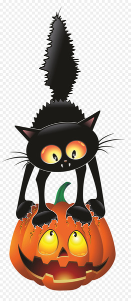 Black cat Halloween Cartoon Clip art - Witch Cat 