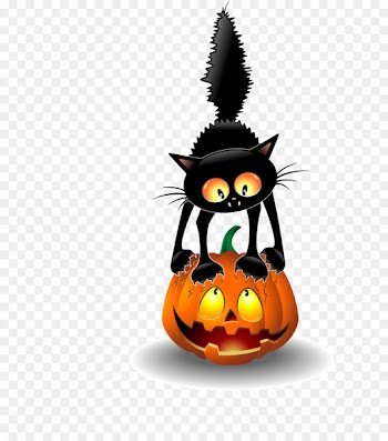 Black cat Halloween Clip art - Cartoon black cat and pumpkins holiday decorations vector material 