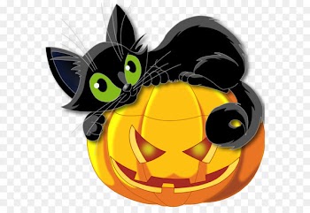Black cat Halloween Kitten Clip art - Large Transparent Halloween Pumpkin with Black Cat Clipart 