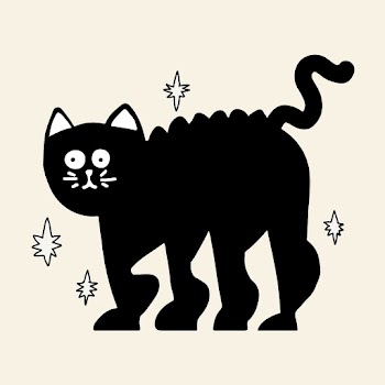 Black cat halloween sticker vector, hand… | Free stock illustration | High Resolution graphic