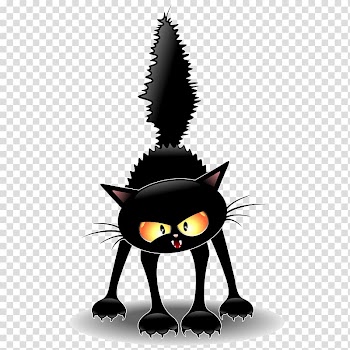 Black cat hissing illustration, Black cat Kitten Witchcraft, Frightened cat transparent background PNG clipart