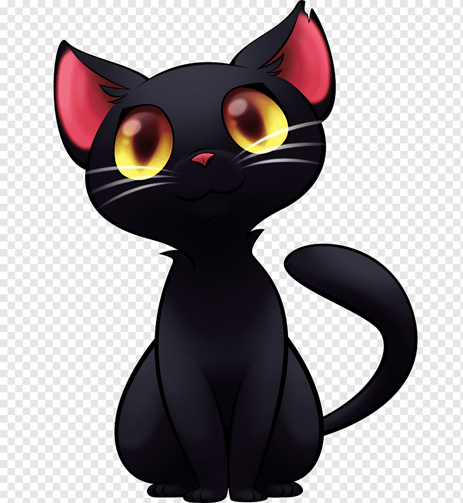black cat illustration, Black cat Kitten Cartoon, Black Cat HD, mammal, animals, cat Like Mammal png