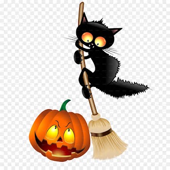 Black cat Kitten Halloween Clip art - bat 