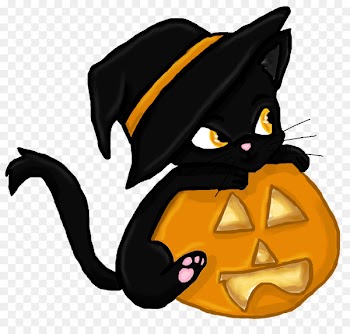 Black cat Kitten Halloween Clip art - Witch Cat 