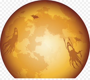 Black cat Kitten Halloween Wallpaper - Vector Yellow Moon 