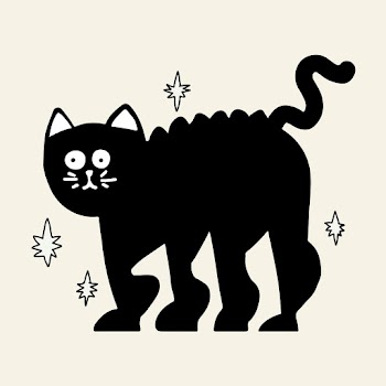 Black cat PSD halloween sticker, hand drawn… | Free stock illustration | High Resolution graphic