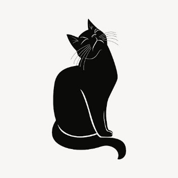 Black cat silhouette drawing, animal | Free PSD - rawpixel