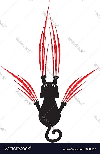 Black Cat Silhouette with Scratches2 vector image