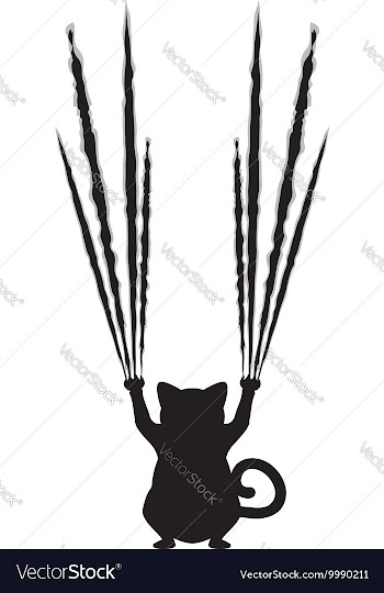 Black Cat Silhouette with Scratches4 vector image