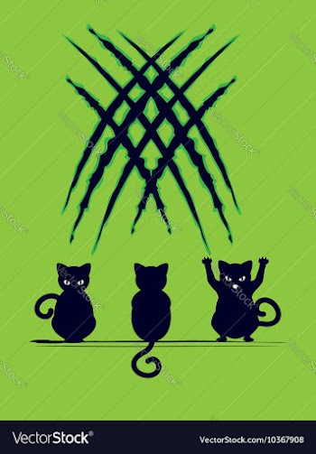 Black Cat Silhouette with Scratches7 vector image