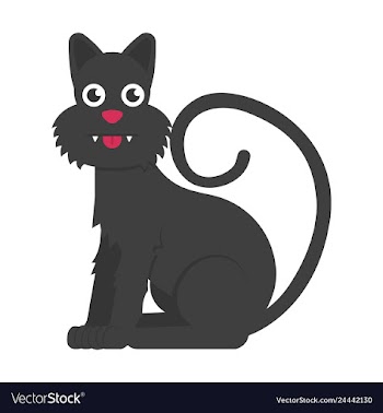 Black cat with long tail vector image