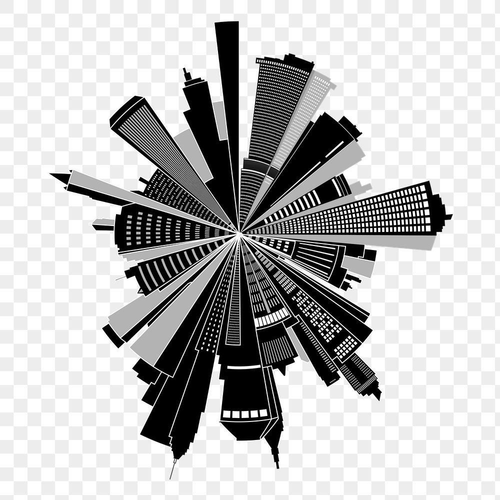 Black cityscape png sticker, abstract | Free PNG - rawpixel