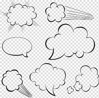 Black cloud text , Cloud Drawing Speech balloon, white explosion effect transparent background PNG clipart