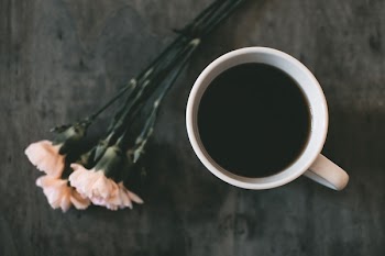          Black Coffee & Flowers Free Photo     