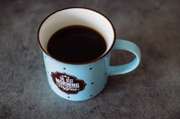 Black coffee in a retro mug