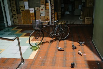 Black Commuter Bike Parked Ahead