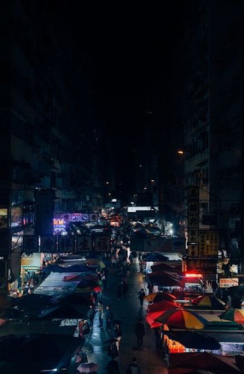 black concrete buildings