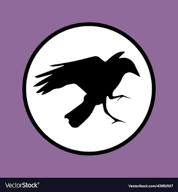 black crow on the white circle as sticker pattern