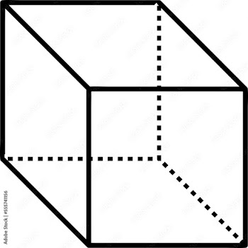 Black cube outline with dotted lines icon