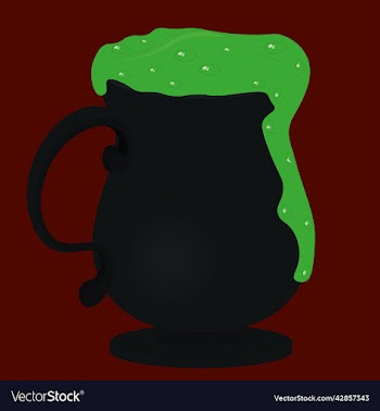 black cup with green bubbling poison