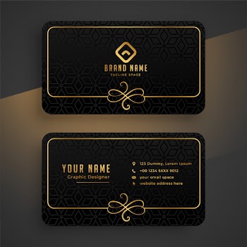 Black dark and golden business card template Free Vector