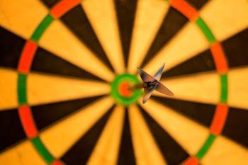 Black Dart Pink Attach on Yellow Green and Red Dart Board