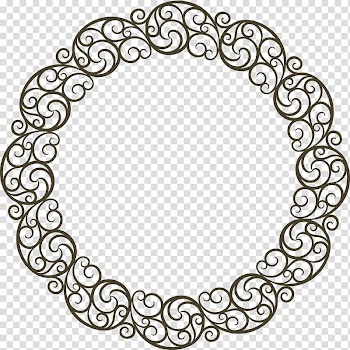 Black Disk, Black line wreaths transparent background PNG clipart