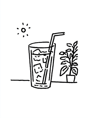 Black Drink with Straw in Line Sketch Style